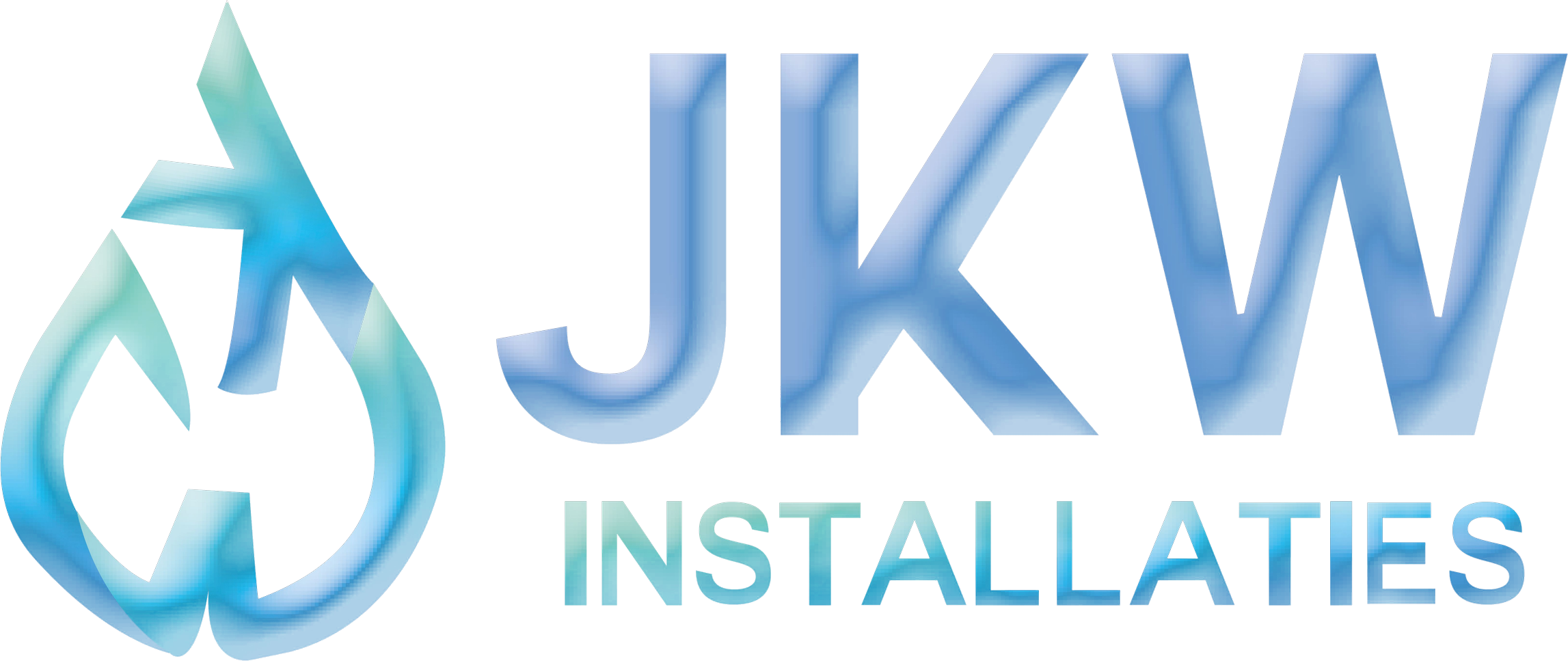 Logo van JKW Installaties: een waterdruppel met de letters JKW